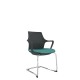 Black Perforated Back Chair With Integrated Arms, Upholstered Seat And Chrome Cantilever Frame